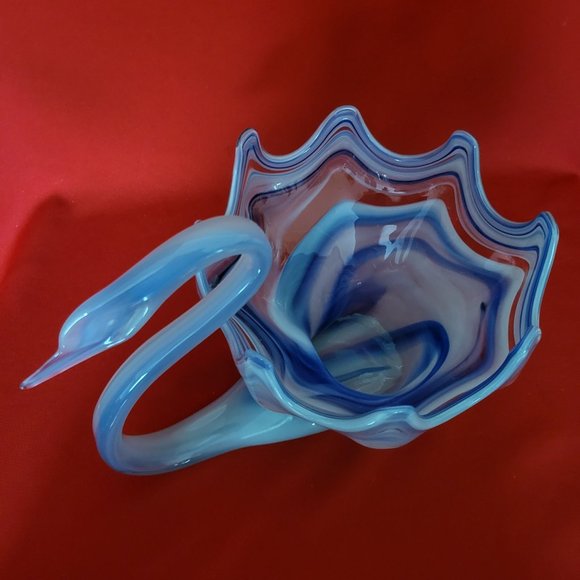 Mid Century Marble Swirl Swan Vase Large Bowl Planter Centerpiece - Picture 11 of 12